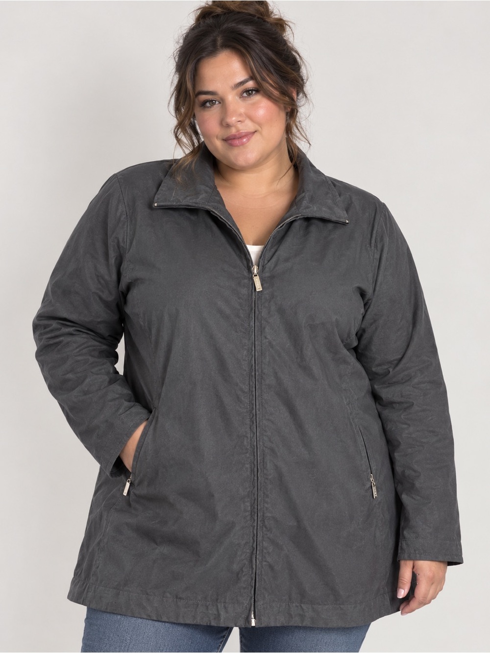 Fendi Black Zip-Front Raincoat